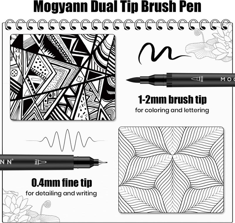 Mogyann Drawing Pens, 12 Pack Dual Brush Pens Black Markers for Art Drawing Sketching - Image 3
